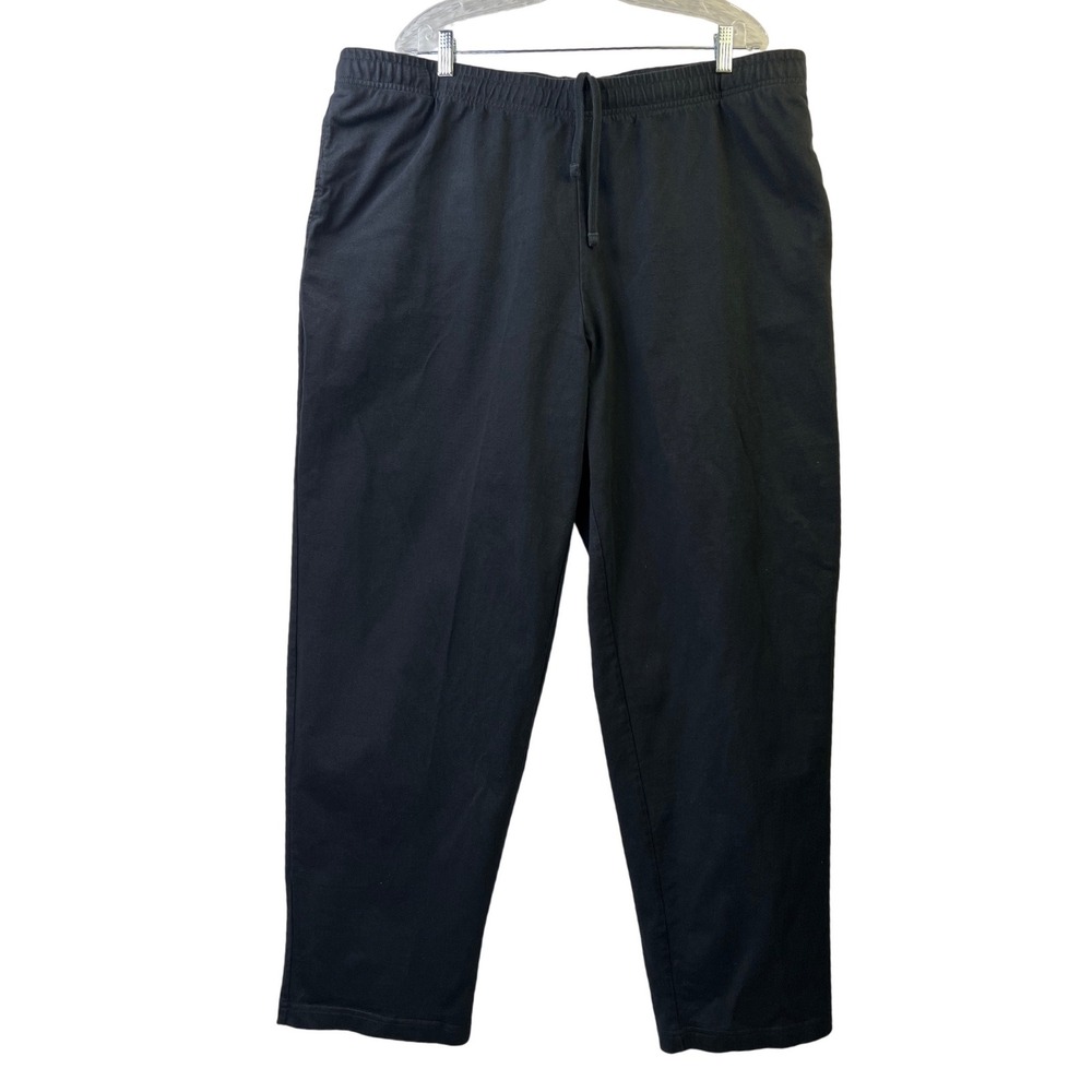Lands End Mens XXL Tall Black Cotton Chino Pants Elastic Drawstring Waist Pocket